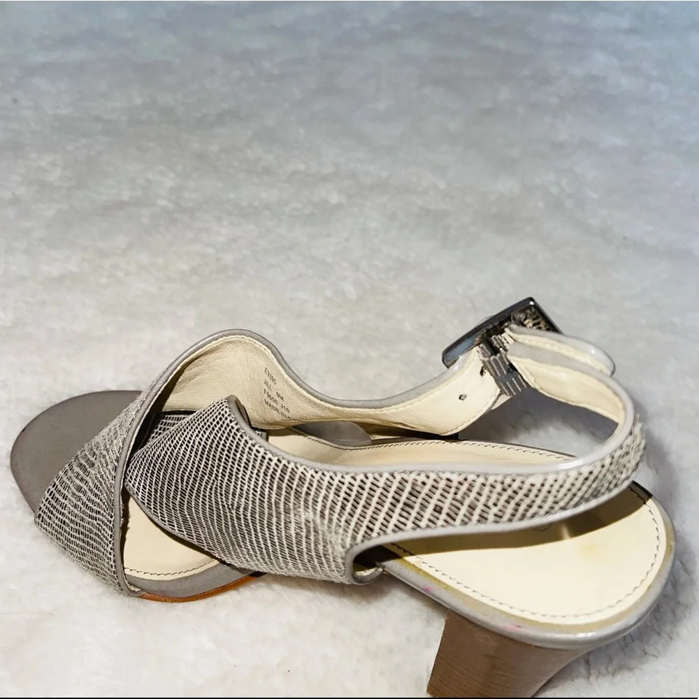 Calvin Klein Jill Silver Metallic Snakeskin Slingback Block Heels 6 Women’s - Picture 6 of 13